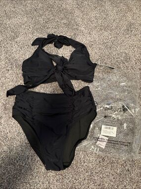 NEW Blooming Jelly Black High-Waist Tie Front Bikini